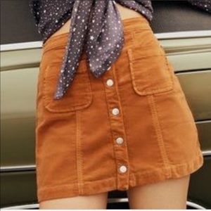 Urban Outfitters Button Up Corduroy Skirt  Orange
